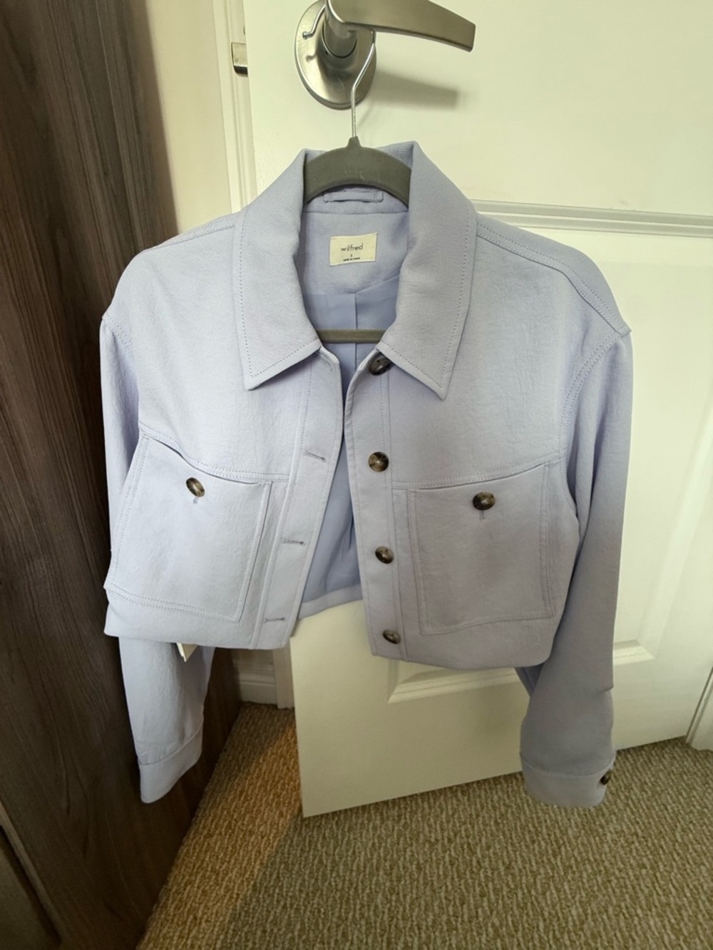 Aritzia Light Lavender Cropped Jacket - womens